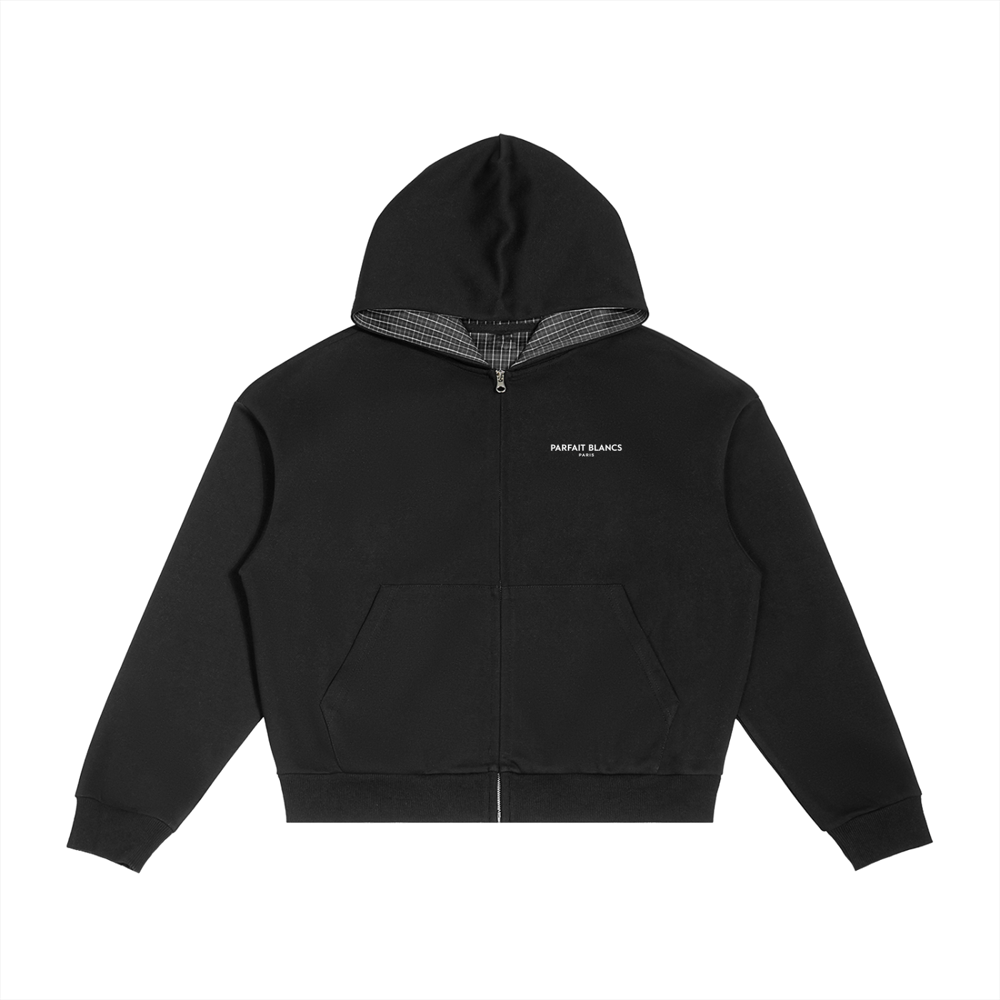 Plaid Boxy Zip Hoodie