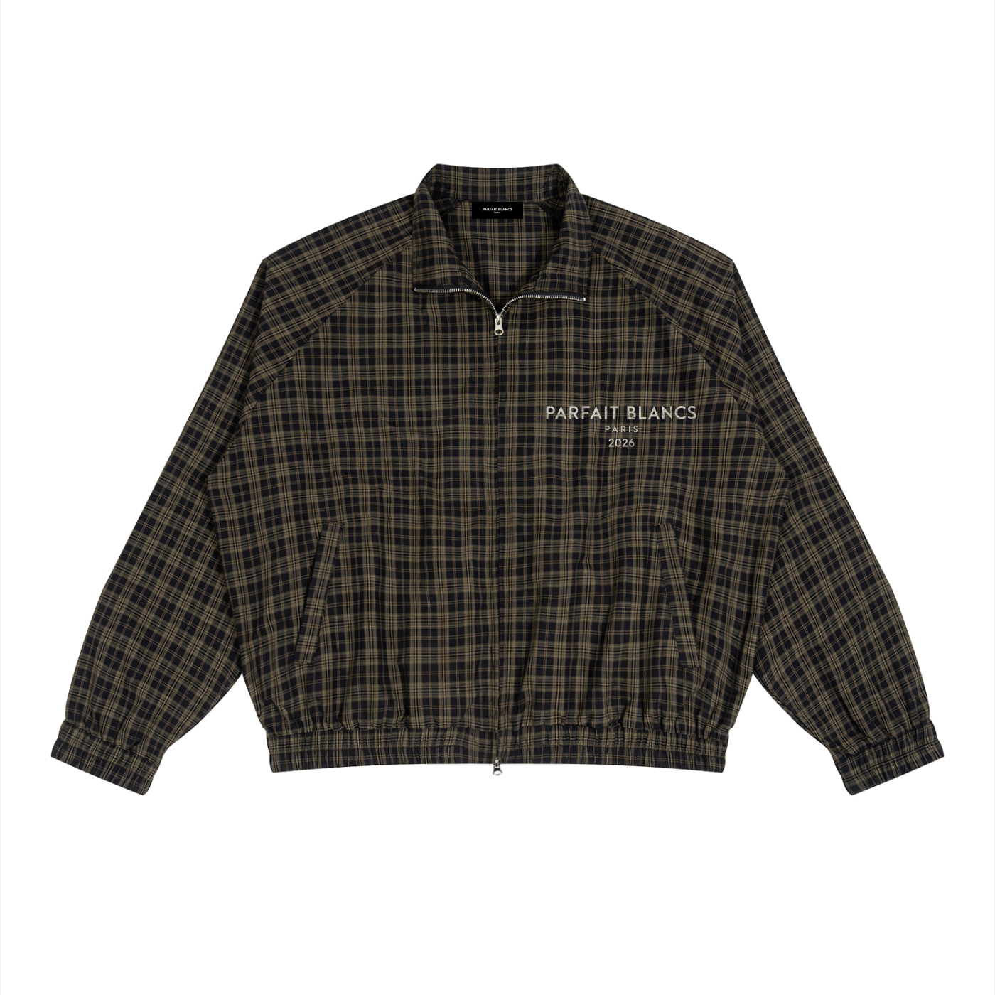 Plaid track quarter-zip