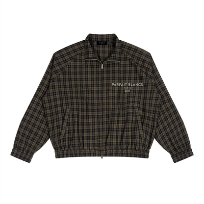 Plaid track quarter-zip