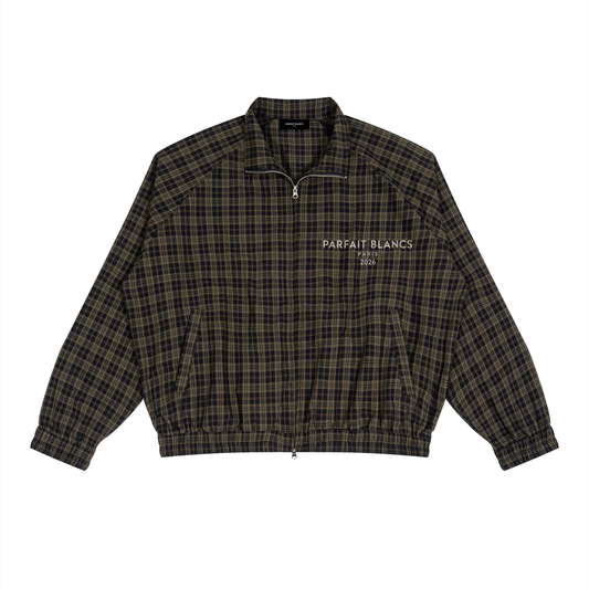 Plaid track quarter-zip