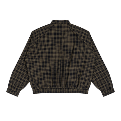 Plaid track quarter-zip